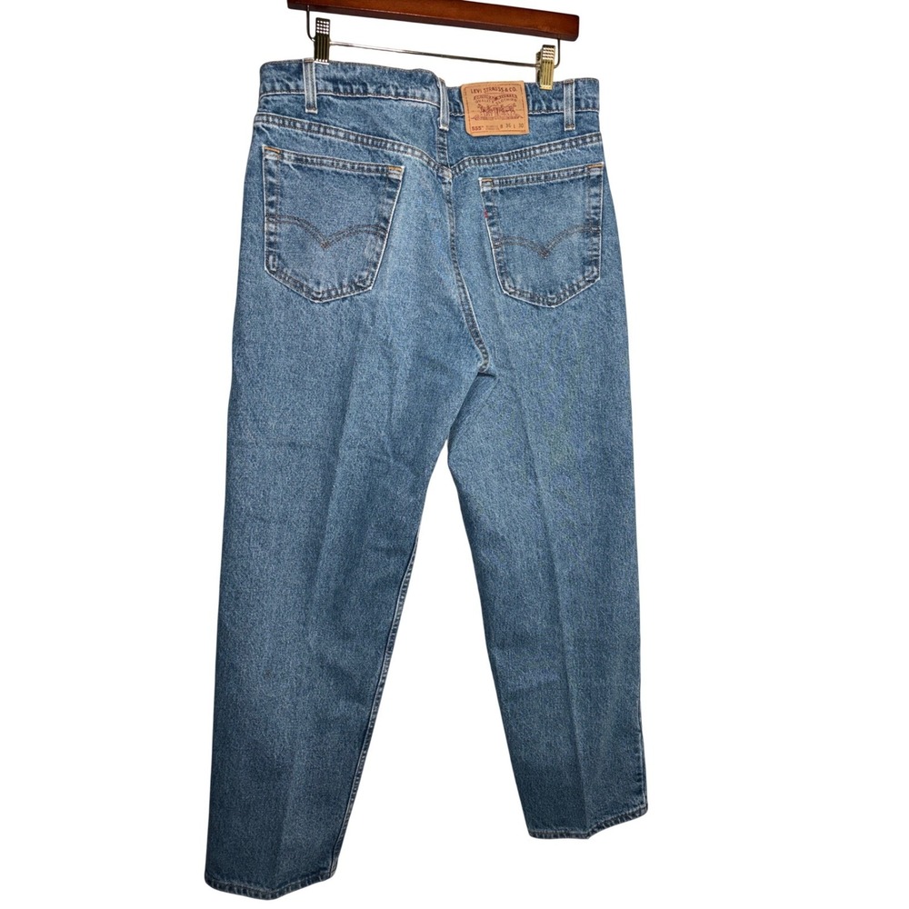 Vintage Levis 555 Relaxed Fit Straight Leg Jeans Mens 36x30 Blue Made in USA